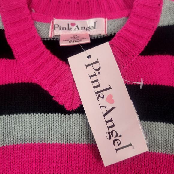Pink Angel Baby Girl S/S Pink/Gray/Black Sweater Dress Size 24‎ Months NWT - Picture 3 of 6